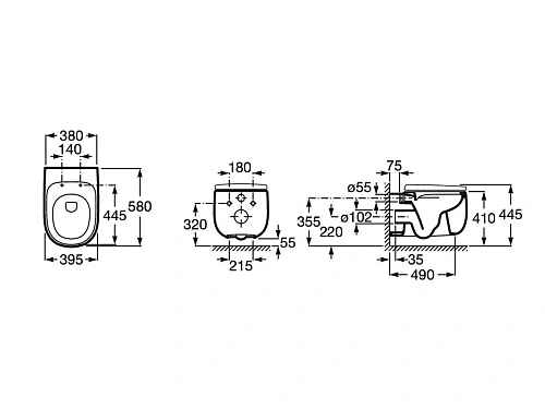 Унитаз подвесной Roca Beyond 580, rimless, бежевый матовый 3460B7650 Унитаз подвесной Roca Beyond 580, rimless, бежевый матовый 3460B7650