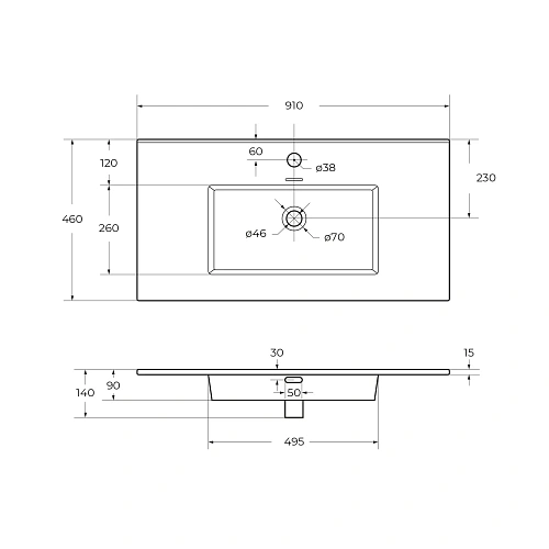 Раковина CEZARES CZR-8002-90 белый 910x460 керамика Раковина CEZARES CZR-8002-90 белый 910x460 керамика