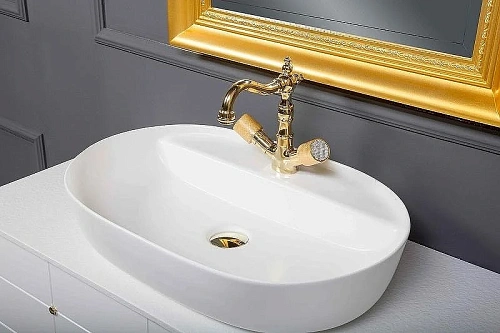 Тумба под раковину Armadi Art VALLESSI AVANTGARDE Piazza 100 белая-золото 841-100-WG Тумба под раковину Armadi Art VALLESSI AVANTGARDE Piazza 100 белая-золото 841-100-WG