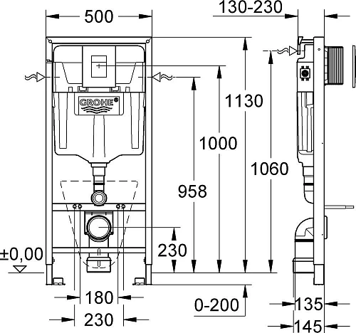 Комплект Система инсталляции Grohe Rapid SL 38775001 4 в 1 с кнопкой смыва + Унитаз подвесной STWORK 544734 Комплект Система инсталляции Grohe Rapid SL 38775001 4 в 1 с кнопкой смыва + Унитаз подвесной STWORK 544734