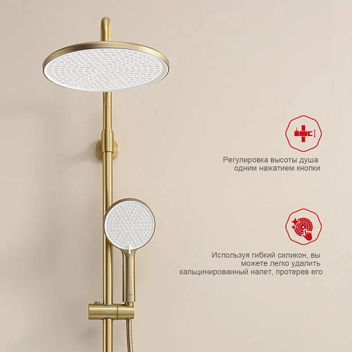 Душевая система Raglo R20.24.03, золотой сатин Душевая система Raglo R20.24.03, золотой сатин