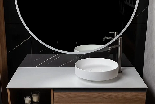 Раковина Boheme Corian 400x130 Matt White 801-MW накладная Раковина Boheme Corian 400x130 Matt White 801-MW накладная