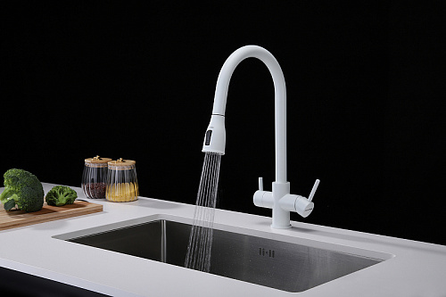 Смеситель для кухни Paulmark LANGE белый матовый La214212-WH Смеситель для кухни Paulmark LANGE белый матовый La214212-WH