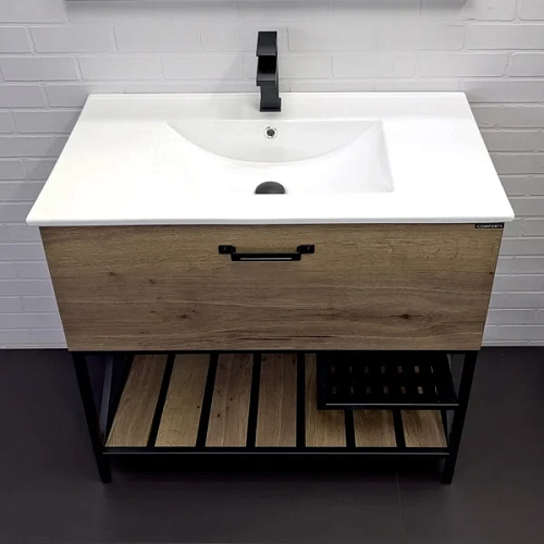Тумба с раковиной Comforty Бредфорд 90 00-00009403 дуб темный раковина Comforty 90E Тумба с раковиной Comforty Бредфорд 90 00-00009403 дуб темный раковина Comforty 90E