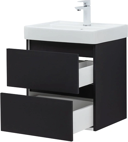 Тумба под раковину Aquanet Вега 2.0 50 черный 00337952 подвесная Тумба под раковину Aquanet Вега 2.0 50 черный 00337952 подвесная