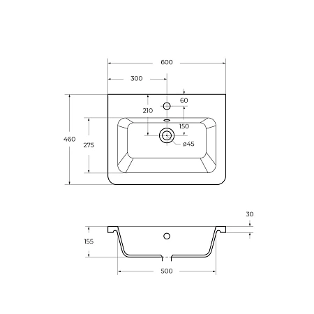 Раковина BelBagno URBAN 12060-KL 600x460 Раковина BelBagno URBAN 12060-KL 600x460