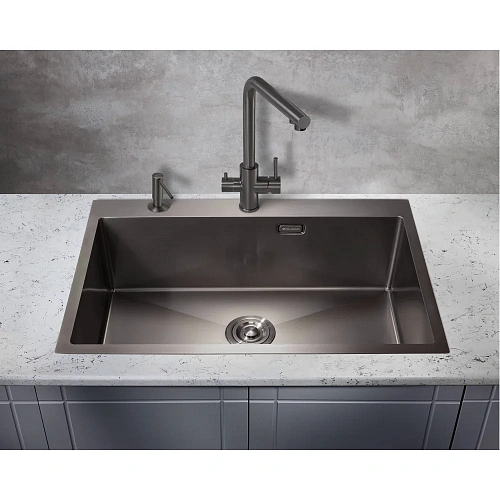 Кухонная мойка Milacio Denia 750 Steel (MC.77509) сталь воронёная Кухонная мойка Milacio Denia 750 Steel (MC.77509) сталь воронёная