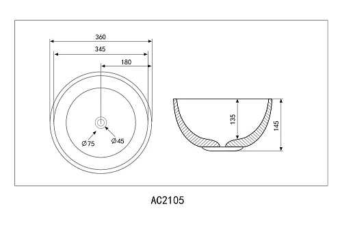 Раковина ABBER Bequem AC2105 накладная, белая Раковина ABBER Bequem AC2105 накладная, белая