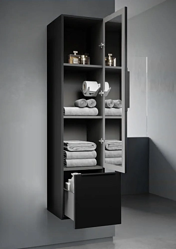 Шкаф-пенал CEZARES PREMIUM 55502 Nero opaco подвесной, реверсивный Шкаф-пенал CEZARES PREMIUM 55502 Nero opaco подвесной, реверсивный