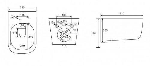 Унитаз подвесной CeramaLux B2341 с сиденьем Унитаз подвесной CeramaLux B2341 с сиденьем
