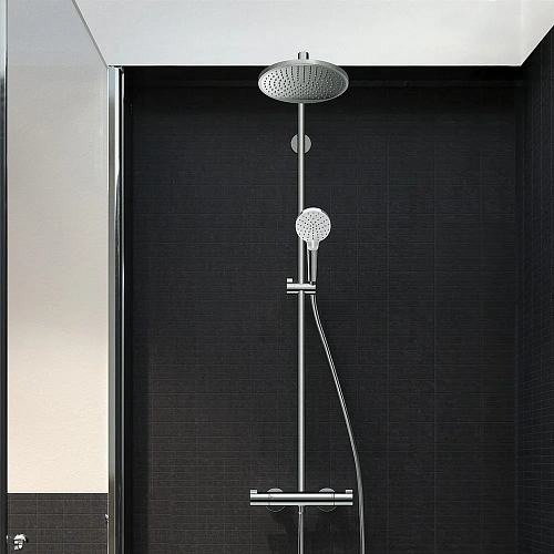 Душевая система hansgrohe Crometta S 240 1jet Showerpipe с термостатом, хром 27267000 Душевая система hansgrohe Crometta S 240 1jet Showerpipe с термостатом, хром 27267000
