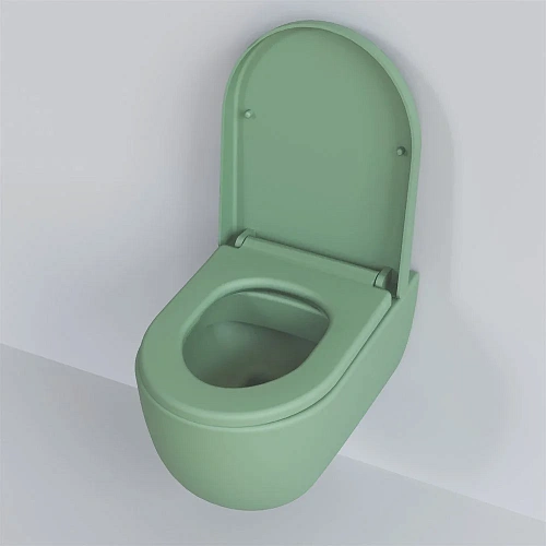 Унитаз подвесной Abner 103T21001R (545x360x330) матовый мятный безободковый с толстой крышкой 103T21001R-102T21001 Унитаз подвесной Abner 103T21001R (545x360x330) матовый мятный безободковый с толстой крышкой 103T21001R-102T21001