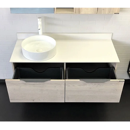 Тумба с раковиной Comforty Порто-120-1 00-00008905 дуб дымчатый с белой столешницей c раковиной Comforty 9110 Тумба с раковиной Comforty Порто-120-1 00-00008905 дуб дымчатый с белой столешницей c раковиной Comforty 9110