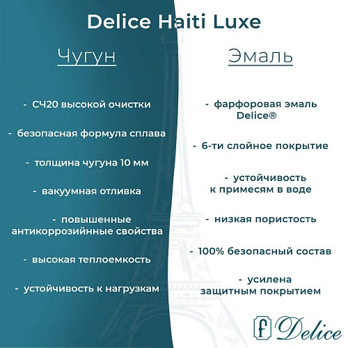 Ванна чугунная Delice Haiti Luxe 180х80 DLR230639 Ванна чугунная Delice Haiti Luxe 180х80 DLR230639