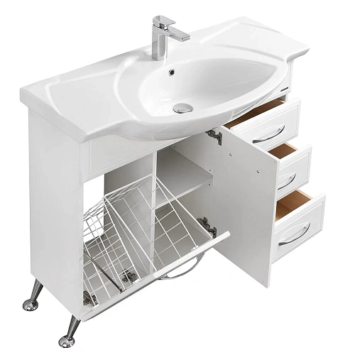 Тумба под раковину Aquaton Эмили 100 с бельевой корзиной белый 1A032001EM010 Тумба под раковину Aquaton Эмили 100 с бельевой корзиной белый 1A032001EM010