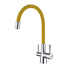 Картинка анонса товара «смеситель для кухни lemark comfort lm3075c-yellow с гибким изливом, с подключением к фильтру, хром/желтый»