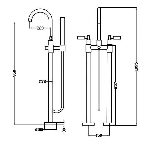 Смеситель для ванны Swedbe Spira 4006 напольный Смеситель для ванны Swedbe Spira 4006 напольный