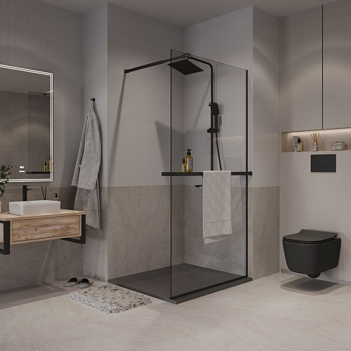 Душевая перегородка Niagara Nova NG-670-90ВLACK (90x195) черный матовый, стекло прозрачное Душевая перегородка Niagara Nova NG-670-90ВLACK (90x195) черный матовый, стекло прозрачное