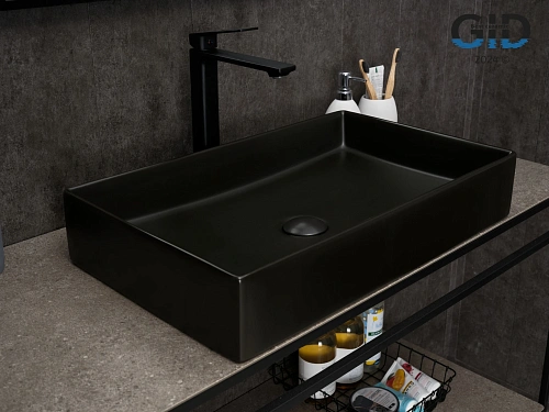 Раковина Gid Bm9496 53363 накладная черная матовая 60.5x37x11 Раковина Gid Bm9496 53363 накладная черная матовая 60.5x37x11