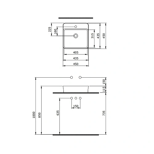 Раковина BERGES Ego SL накладная, 45x45 см 182014 Раковина BERGES Ego SL накладная, 45x45 см 182014