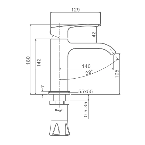 Смеситель для раковины Raglo R02.10.09, графит Смеситель для раковины Raglo R02.10.09, графит