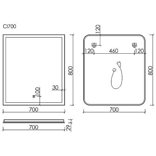 Зеркало Sancos City 700х800 CI700 c подсветкой Зеркало Sancos City 700х800 CI700 c подсветкой