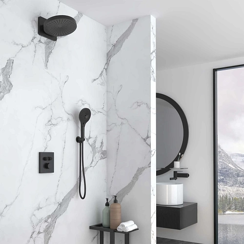 Душевая система Vincea Inspire VSFW-3I21MT1MB встраиваемый, термостатический, двухрежимный, черный Душевая система Vincea Inspire VSFW-3I21MT1MB встраиваемый, термостатический, двухрежимный, черный