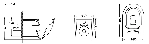 Унитаз подвесной GROSSMAN GR-4455MS Color 490x370x360 белый матовый безободковый с тонкой крышкой Унитаз подвесной GROSSMAN GR-4455MS Color 490x370x360 белый матовый безободковый с тонкой крышкой