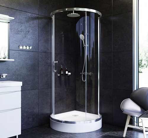 Душевой уголок AM.PM Like W83G-333-095CT Round 95x95, стекло прозрачное, профиль хром Душевой уголок AM.PM Like W83G-333-095CT Round 95x95, стекло прозрачное, профиль хром