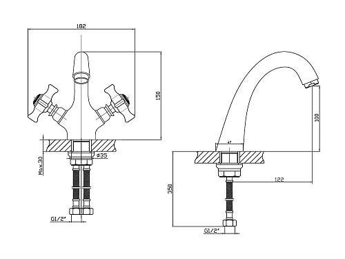 Смеситель для раковины Agger Retro-X A1702100 Смеситель для раковины Agger Retro-X A1702100