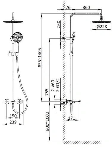 Душевая система Vincea Rondo VSFS-1R1BG с изливом, брашированное золото Душевая система Vincea Rondo VSFS-1R1BG с изливом, брашированное золото