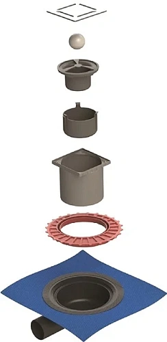 Душевой трап BERGES ZENTRUM Norma 150х150, хром глянец, выпуск D50 H65 боковой 091363 Душевой трап BERGES ZENTRUM Norma 150х150, хром глянец, выпуск D50 H65 боковой 091363