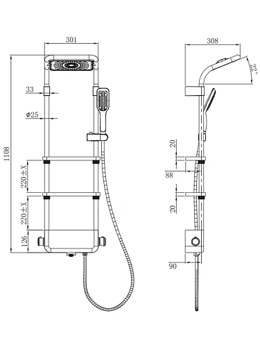 Душевая система AQUAme AQM 8003W с термостатом, Белый AQM8003W Душевая система AQUAme AQM 8003W с термостатом, Белый AQM8003W