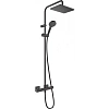 Душевая система Showerpipe 230 1jet с термостатом Hansgrohe Vernis Shape 26286670, матовый черный Душевая система Showerpipe 230 1jet с термостатом Hansgrohe Vernis Shape 26286670, матовый черный