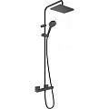 Душевая система Showerpipe 230 1jet с термостатом Hansgrohe Vernis Shape 26286670, матовый черный Душевая система Showerpipe 230 1jet с термостатом Hansgrohe Vernis Shape 26286670, матовый черный
