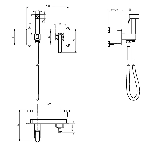 Гигиенический душ Lemark Mista LM6419WG, встраиваемый, белый/золото Гигиенический душ Lemark Mista LM6419WG, встраиваемый, белый/золото