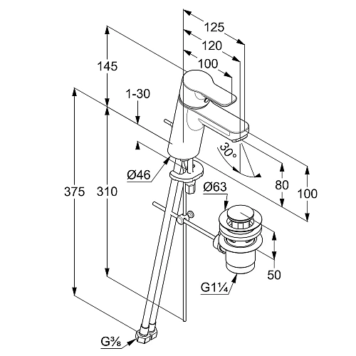 Смеситель для раковины Kludi PURE&EASY 373880565WR4 хром Смеситель для раковины Kludi PURE&EASY 373880565WR4 хром