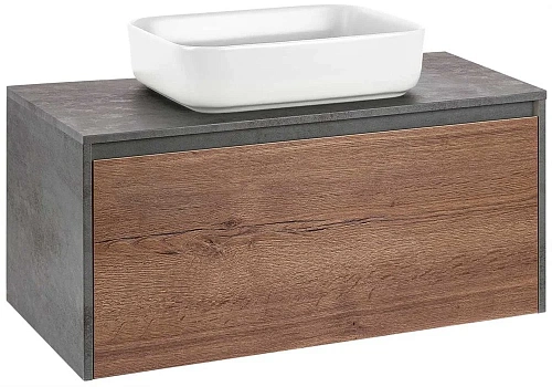 Тумба под раковину Vincea Mesa 1000 подвесная, 1 выкатной/1 скрытый ящик soft close, T.Oak + Beton VMC-2MS100TB Тумба под раковину Vincea Mesa 1000 подвесная, 1 выкатной/1 скрытый ящик soft close, T.Oak + Beton VMC-2MS100TB