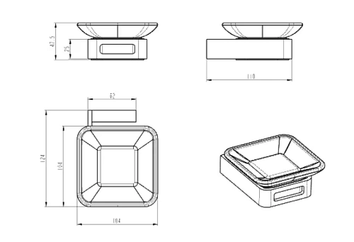 Мыльница Boheme Q 10943-SGM черный Мыльница Boheme Q 10943-SGM черный