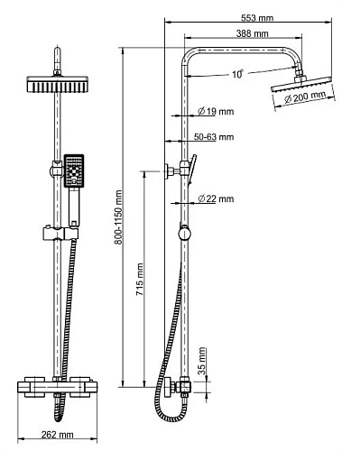 Душевая система WasserKRAFT A15502 Thermo с термостатом хром Душевая система WasserKRAFT A15502 Thermo с термостатом хром
