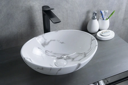 Раковина Gid Mnc138C 54473 накладная под камень глянцевая 41x34x15