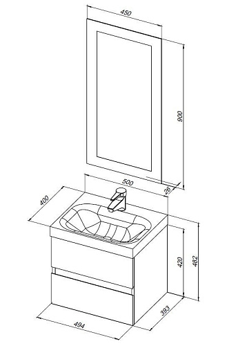 Тумба под раковину Aquanet Беркли 50 белый/дуб рошелье 00254288 Тумба под раковину Aquanet Беркли 50 белый/дуб рошелье 00254288