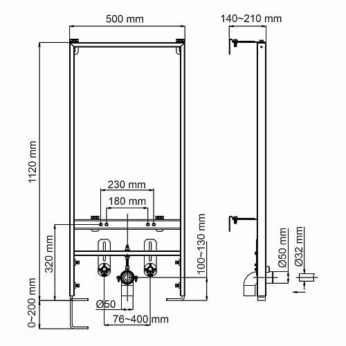 Инсталляция для биде WasserKRAFT Aller 10BDT.020 Инсталляция для биде WasserKRAFT Aller 10BDT.020
