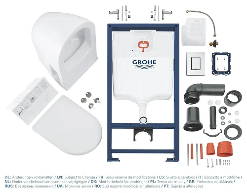 Инсталляция GROHE Solido Perfect (39186000) с подвесным унитазом и панелью смыва Skate Cosmopolitan Инсталляция GROHE Solido Perfect (39186000) с подвесным унитазом и панелью смыва Skate Cosmopolitan
