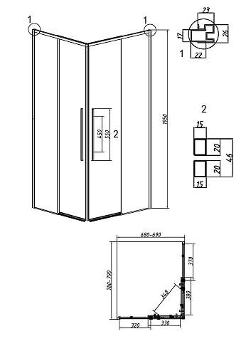 Душевой уголок GROSSMAN Galaxy 1/2.K33.01.80.21.10-1/2.K33.01.70.21.10 (80х70х195) раздвижная,черный матовый,стекло тонированное Душевой уголок GROSSMAN Galaxy 1/2.K33.01.80.21.10-1/2.K33.01.70.21.10 (80х70х195) раздвижная,черный матовый,стекло тонированное