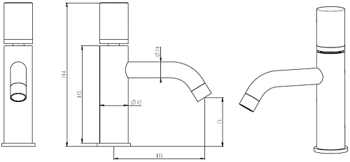 Смеситель для раковины Boheme STICK BLACK DIAMOND GOLD 121-BG Смеситель для раковины Boheme STICK BLACK DIAMOND GOLD 121-BG