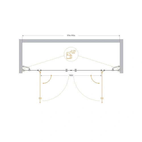 Душевая дверь CEZARES VERONA-W-B-22-180-C-Cr 180см стекло прозрачное, профиль хром Душевая дверь CEZARES VERONA-W-B-22-180-C-Cr 180см стекло прозрачное, профиль хром
