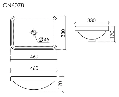 Раковина Ceramica Nova Element CN6078 встраиваемая сверху 460x330x170 мм белый Раковина Ceramica Nova Element CN6078 встраиваемая сверху 460x330x170 мм белый