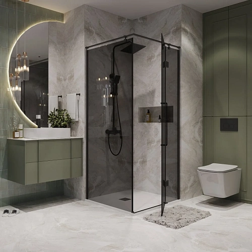 Душевой уголок Niagara Nova NG-2832-34BLACK (100x100x195) квадратная, распашнаячерный матовый, стекло тониров Душевой уголок Niagara Nova NG-2832-34BLACK (100x100x195) квадратная, распашнаячерный матовый, стекло тониров