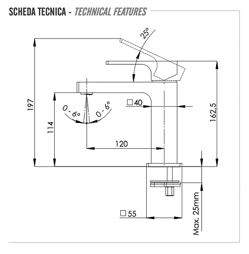 Смеситель для раковины Remer Absolute AU12 Смеситель для раковины Remer Absolute AU12